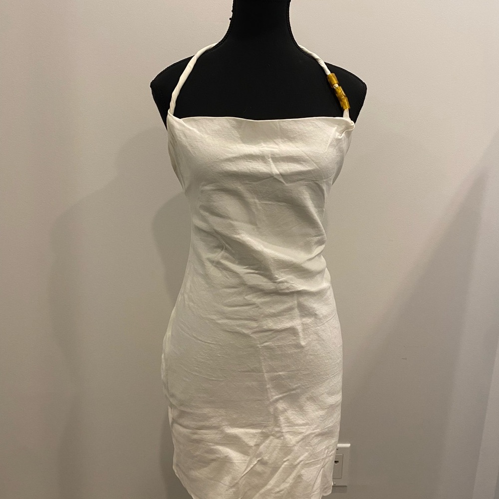 Zara White Sheath Halter Dress
